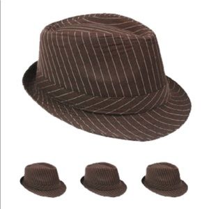Brown Stripe Fedora Hat